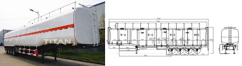 4 axle 90000 liters fuel tanker trailer drawing