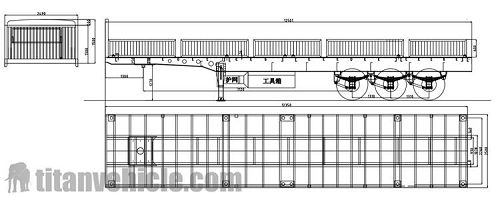 Drawing of cargo semi trailer