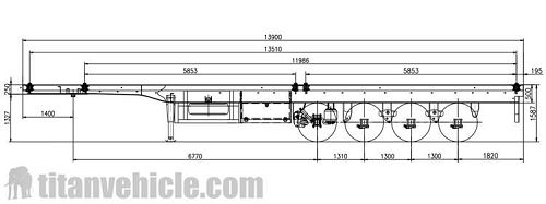 Drawing of Air Suspension of Flatbed Trailer with Side Wall