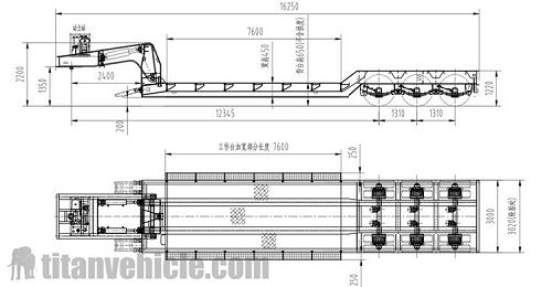 Drawing of Detachable Gooseneck Lowboy Trailer