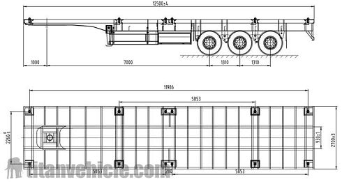 Drawing of Flatbed Semi Trailer 