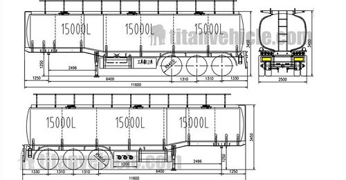 Drawing of Diesel Tanker Truck Trailer