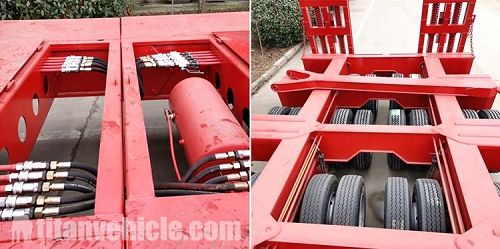 Details of 9 Line 18 Axle Extendable Lowbed Trailer