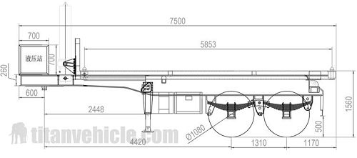 Drawing of 2 Axle 20 Foot Container Tipper Trailer
