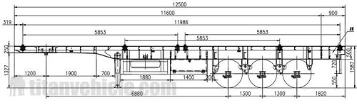 Drawing of Tri Axle Flatbed Trailer