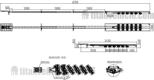 Drawing of 6 Axle Extendable Semi Trailer
