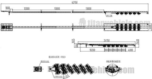 Drawing of 6 Axle Extendable Semi Trailer