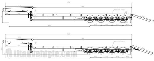 Drawning of Low Bed Trailer for Sale Manufacturer