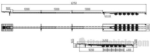 Drawing of 6 Axle Extenable Trailer