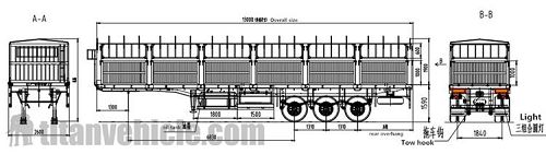 Drawing of 3 Axle Fence Semi Trailers