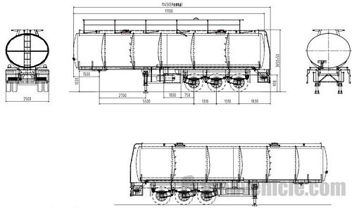 Drawing of Aluminum Tanker Semi Trailer Manufacturer