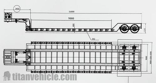 Drawing of 2 LIne 4 Axle Gooseneck Traile Price Manufacturer