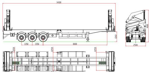 Drawing of Side Loader Container Trailer Manufacturer