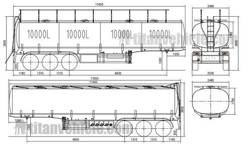 Drawing of 3 Axle 40000 Liters Petrol Tanker Trailer