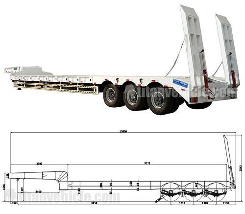 Drawing of Tri Axle Low Bed Trailer for Sale Near Me