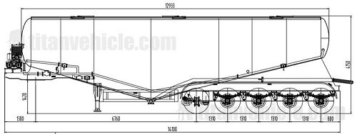 Drawing of 5 Axle 60 CBM Tanker Trailer for Sale