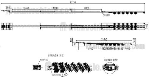 Drawing of 6 Axle Windmill Blade Trailer