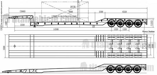 Drawing of 4 Axle Folding Gooseneck Trailer