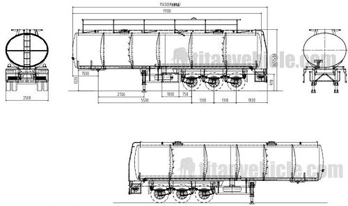 Drawing of Aluminum Tanker Trailer