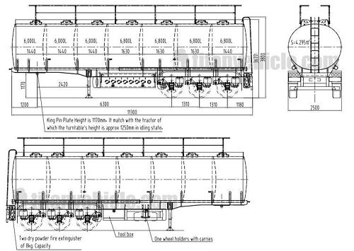 42500 Liters Oil Tanker Truck Trailer with 7 Compartments