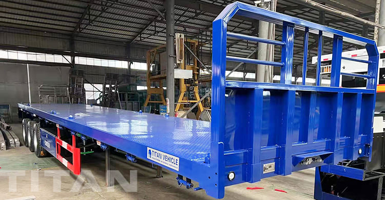 3 axles flatbed semi trailer with front board