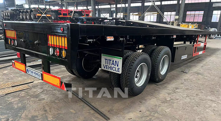 2 axles container flatbed semi trailer