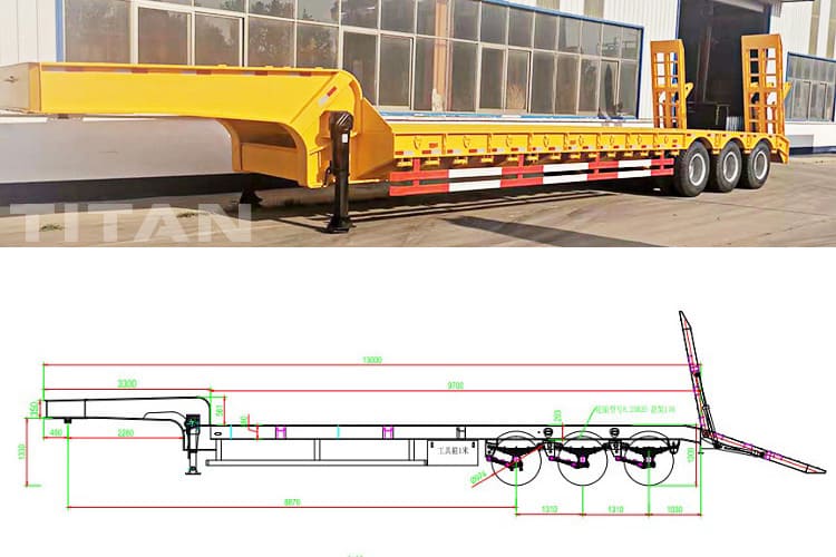 3 axles 60t low loader trailer