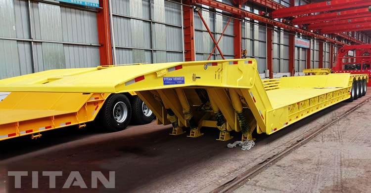 4 Axle 100T Folding Gooseneck Lowboy Trailer will be sent to Nigeria