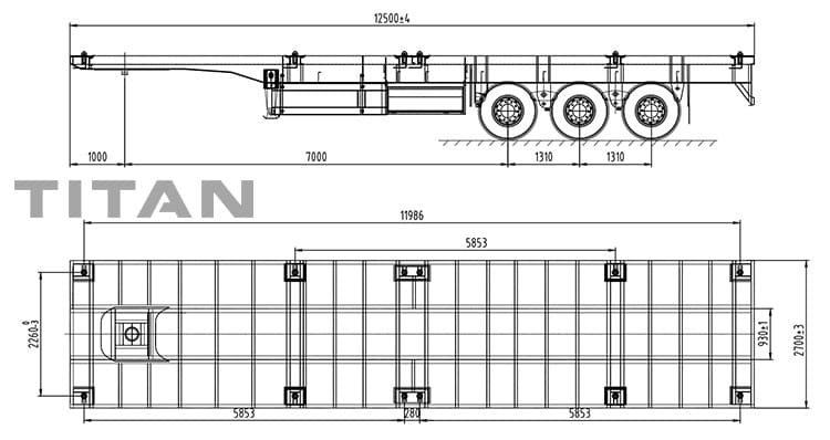 3 Axles 40Ft Flat bed Trailer