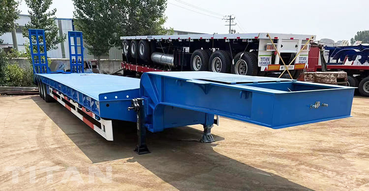 tri axles hydraulic low bed trailer