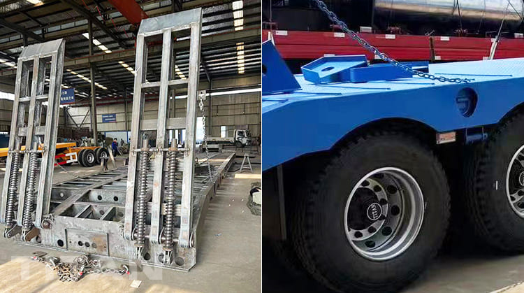 tri axles hydraulic low bed trailer