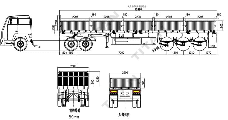 60 Ton 3 Axle Flatbed Trailer with Side Wall for Sale in Guinea