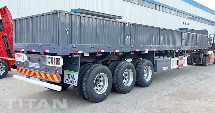 60 Ton 3 Axle Flatbed Trailer with Side Wall for Sale in Guinea