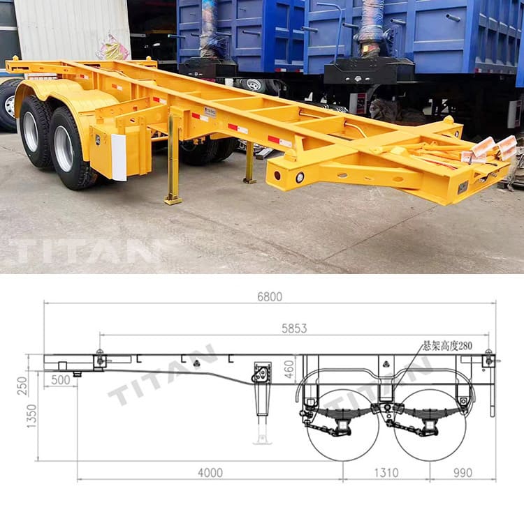 2 Axle Shipping Container Chassis 20Ft for Sale in Papua New Guinea