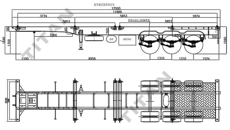 Tri Axle Container Chassis 40 Ft for Sale in El Salvador