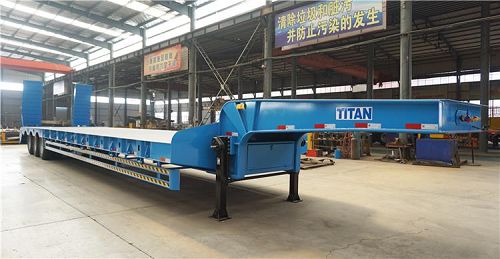 3 Axle Low Bed Trailer for Sale with Hydraulic Ramp