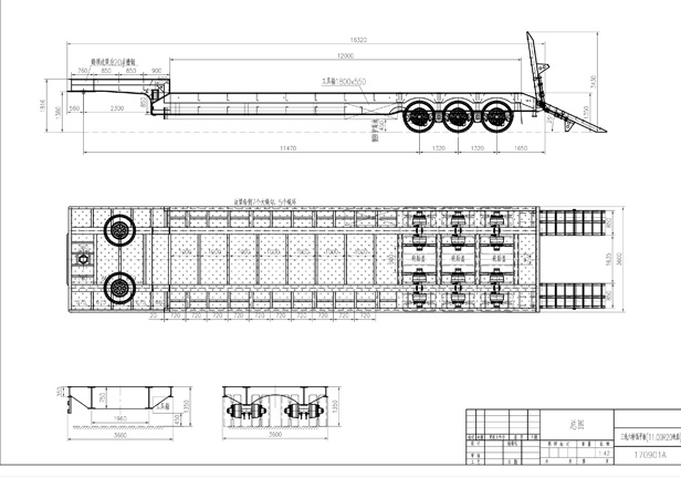 3 axles 6 lines gooseneck lowboy