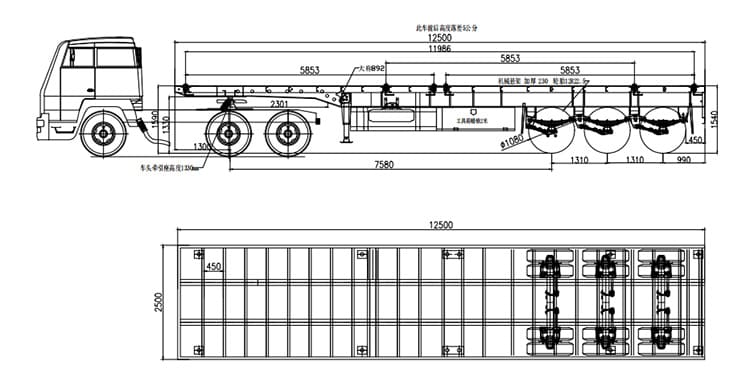 3 Axle 40 Foot Flatbed Trailer