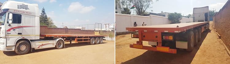 Tri Axle Flatbed Tractor Truck Trailer