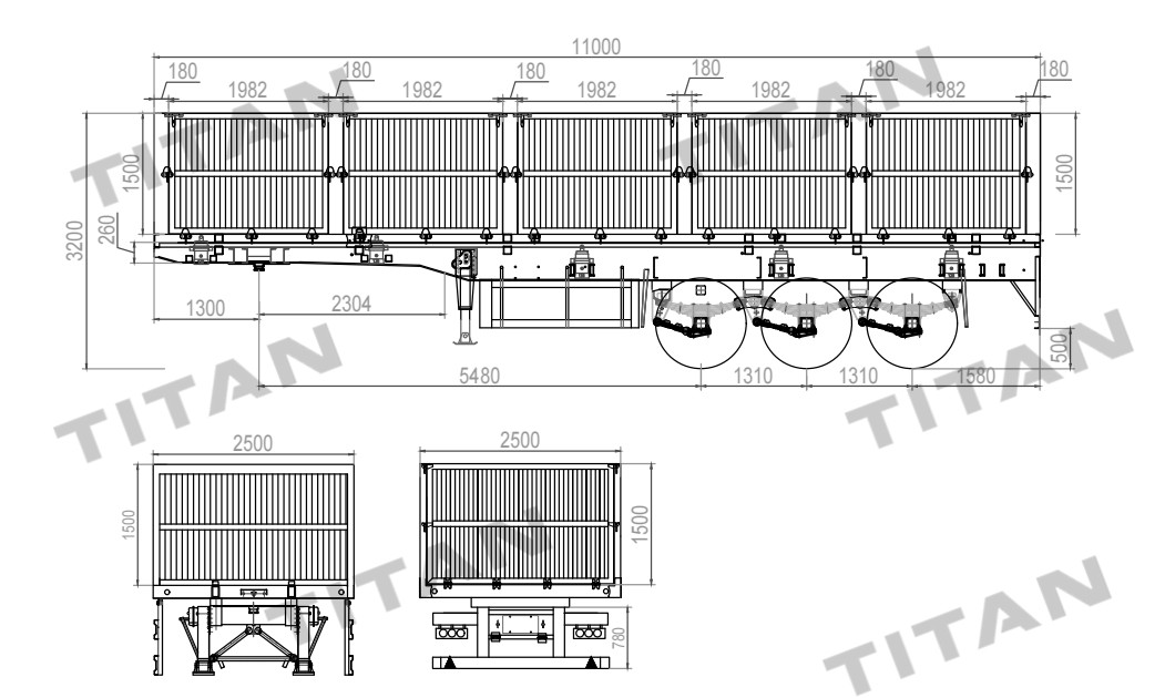 Drawing of Side Tipper Trailer for Sale