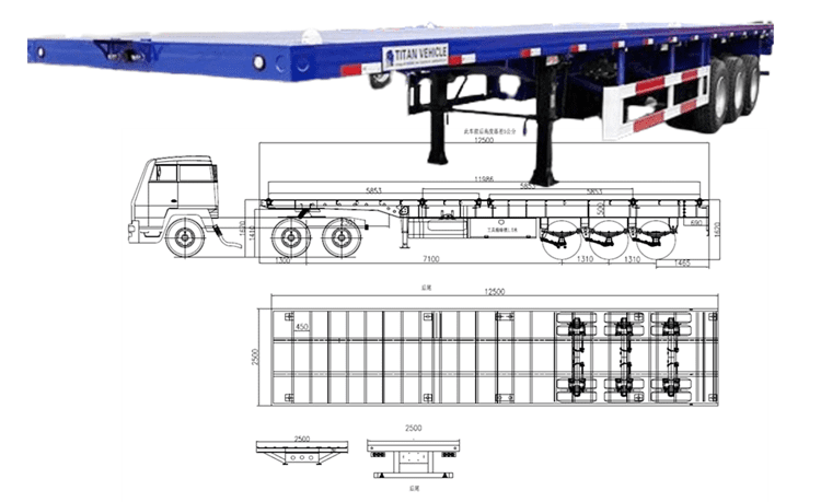 Tri Axle 40 Foot Flatbed Semi Trailer for Sale Manufacturer