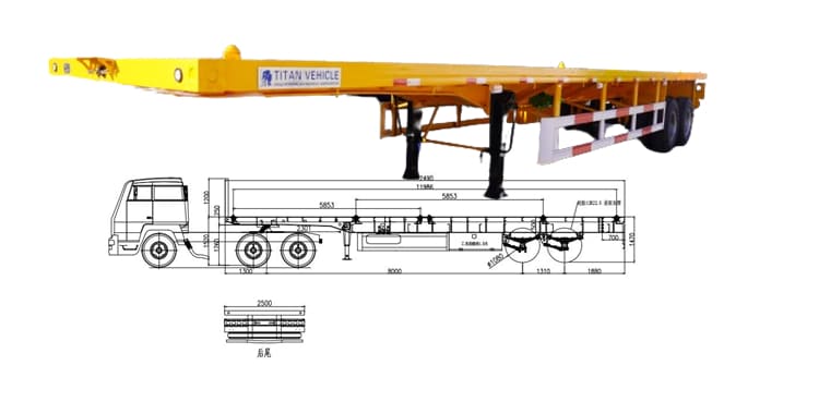 40Ft 2 Axle Flatbed Trailer for Sale in Tanzania