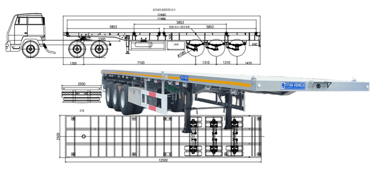 2024 40 Ft Flatbed Semi Truck Trailer for Sale in Tanzania