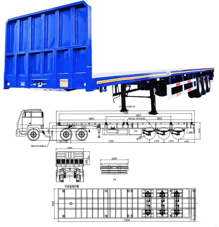 Buy New 3 Axle 40 Foot Flatbed Trailer for Sale Near Me in Tanzania