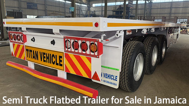 Tri Axle 40 Foot Semi Truck Flatbed Trailer for Sale in Jamaica