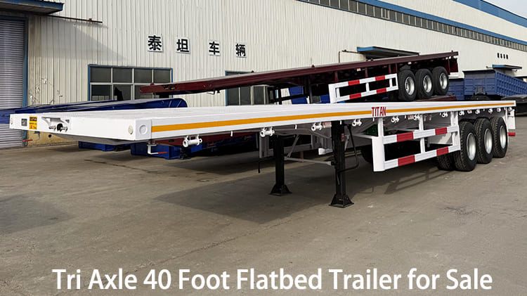 Tri Axle 40 Foot Semi Truck Flatbed Trailer for Sale in Jamaica