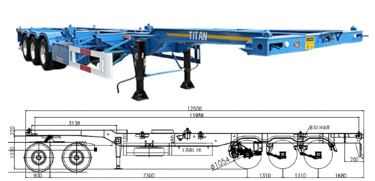3 Axle 60 Ton Container Skeleton Trailer for Sale in Jamaica