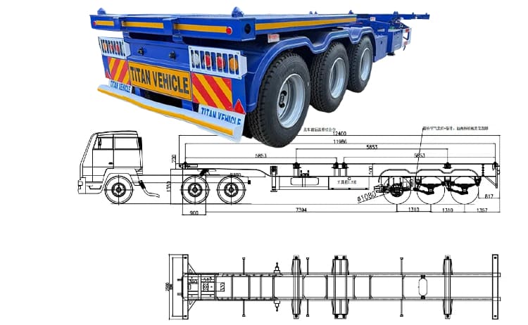 Tri Axle 40 Ft Container Chassis Trailer for Sale in Guam Agana