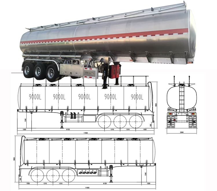 45000 Liters Aluminum Fuel Tanker Semi Trailer for Sale in Jamaica