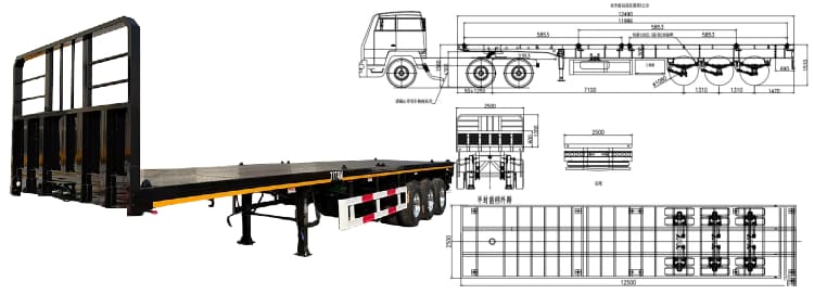 Tri Axle Heavy Duty Flatbed Semi Trailer for Sale in Guam